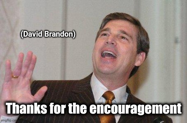 OK , give it a rest | (David Brandon) Thanks for the encouragement | image tagged in david brandon,stop it,no longer,funny,well yes but actually no | made w/ Imgflip meme maker
