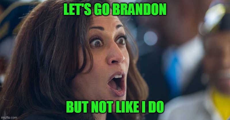Lets go Brandon | LET'S GO BRANDON; BUT NOT LIKE I DO | image tagged in kamala harriss,lets go brandon,joe biden | made w/ Imgflip meme maker