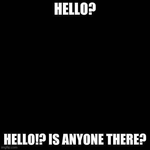 Black Blank | HELLO? HELLO!? IS ANYONE THERE? | image tagged in black blank | made w/ Imgflip meme maker