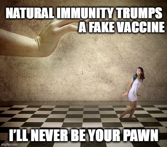 Natural Immunity | NATURAL IMMUNITY TRUMPS 

A FAKE VACCINE; I’LL NEVER BE YOUR PAWN | made w/ Imgflip meme maker