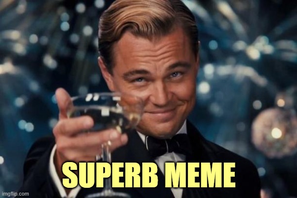 Leonardo Dicaprio Cheers Meme | SUPERB MEME | image tagged in memes,leonardo dicaprio cheers | made w/ Imgflip meme maker