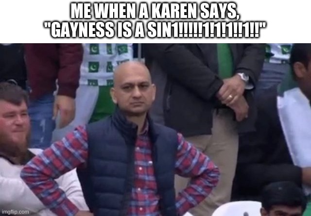 Why, it's not... |  ME WHEN A KAREN SAYS, "GAYNESS IS A SIN1!!!!!1!1!1!!1!!" | image tagged in muhammad sarim akhtar,gays,karens | made w/ Imgflip meme maker