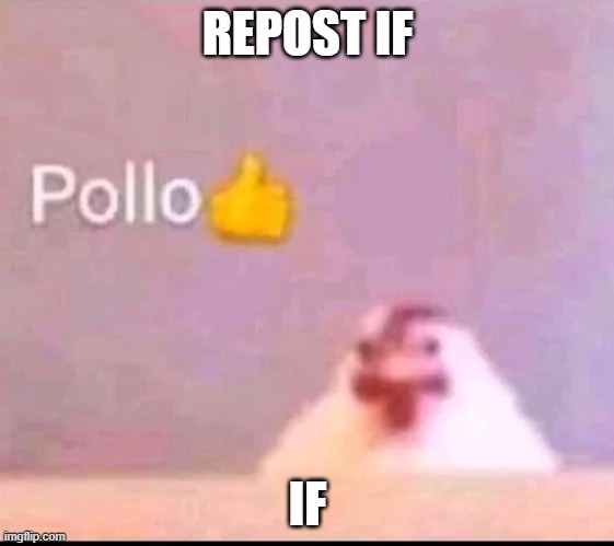 this is totally me when | REPOST IF; IF | image tagged in pollo | made w/ Imgflip meme maker