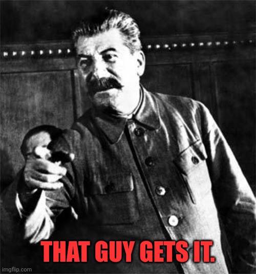 Stalin | THAT GUY GETS IT. | image tagged in stalin | made w/ Imgflip meme maker