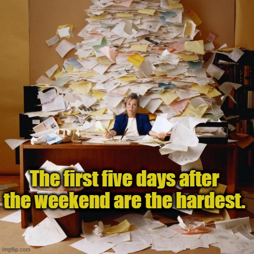 Busy | The first five days after the weekend are the hardest. | image tagged in busy | made w/ Imgflip meme maker