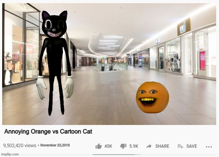 Annoying Orange vs Cartoon Cat | Annoying Orange vs Cartoon Cat; November 22,2018 | image tagged in annoying orange,vs,cartoon cat | made w/ Imgflip meme maker