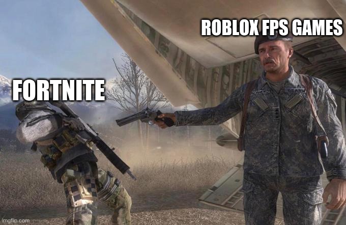 Shepard betrays Ghost | ROBLOX FPS GAMES; FORTNITE | image tagged in shepard betrays ghost | made w/ Imgflip meme maker