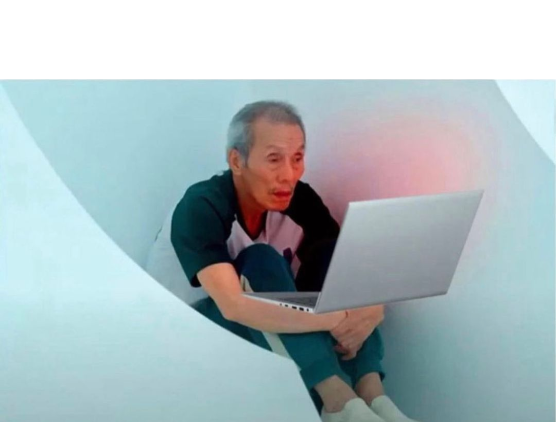 High Quality squid games grandpa with laptop Blank Meme Template