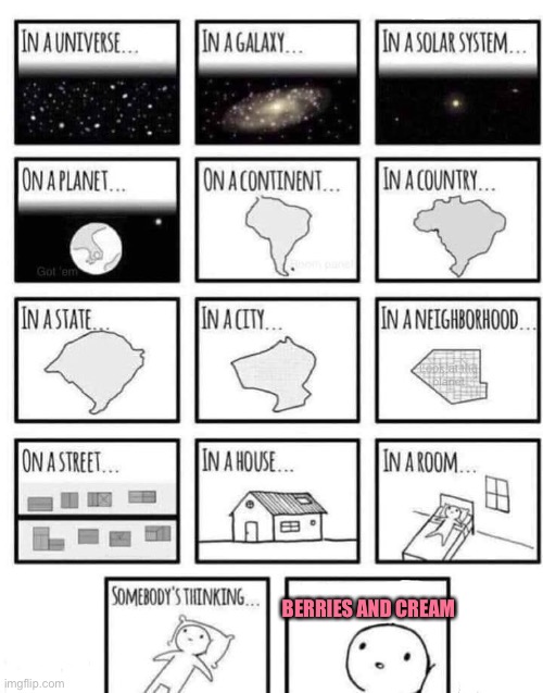 Sing the berries and cream song | BERRIES AND CREAM | image tagged in somewhere,demisexual_sponge | made w/ Imgflip meme maker