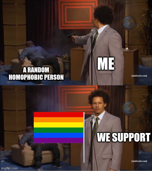 Who Killed Hannibal Meme | ME; A RANDOM HOMOPHOBIC PERSON; WE SUPPORT | image tagged in memes,who killed hannibal | made w/ Imgflip meme maker