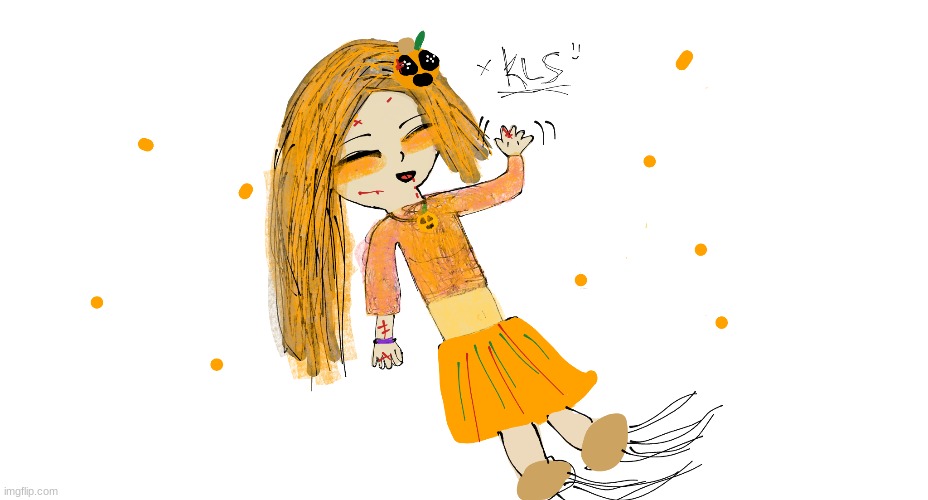 Halloween version of me | image tagged in drawing,oc,halloween,pumpkin,eeeeeeee | made w/ Imgflip meme maker