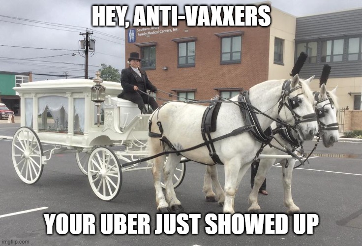 HEY, ANTI-VAXXERS; YOUR UBER JUST SHOWED UP | made w/ Imgflip meme maker