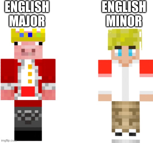 ENGLISH MAJOR; ENGLISH MINOR | image tagged in blank white template | made w/ Imgflip meme maker