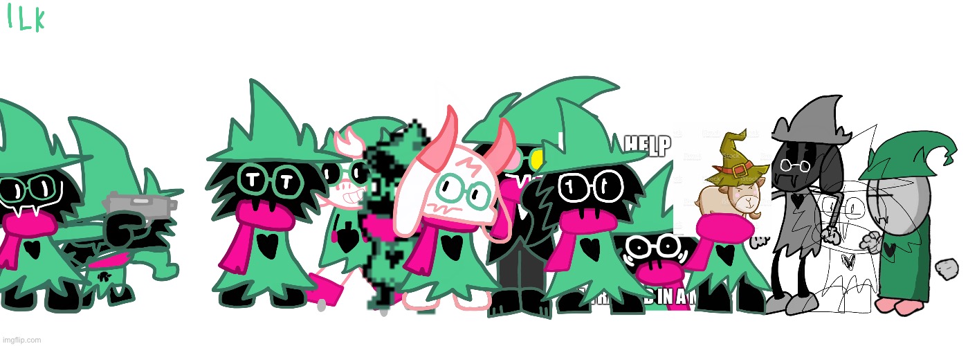 what have i created (note: I forgot to colour in chapter 2 ralsei’s ear) | image tagged in deltarune | made w/ Imgflip meme maker
