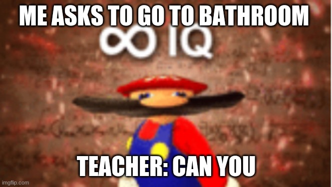 Infinite IQ | ME ASKS TO GO TO BATHROOM; TEACHER: CAN YOU | image tagged in infinite iq | made w/ Imgflip meme maker
