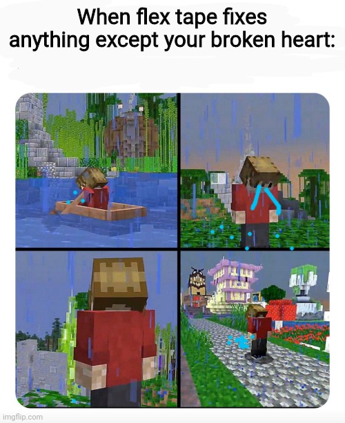 Sad Grian | When flex tape fixes anything except your broken heart: | image tagged in sad grian | made w/ Imgflip meme maker