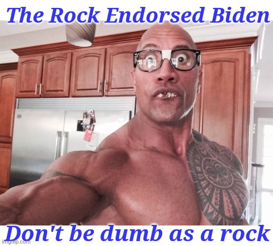 Don't be dumb as a Rock | The Rock Endorsed Biden; Don't be dumb as a rock | image tagged in rock,creepy joe biden,two,dumbasses | made w/ Imgflip meme maker