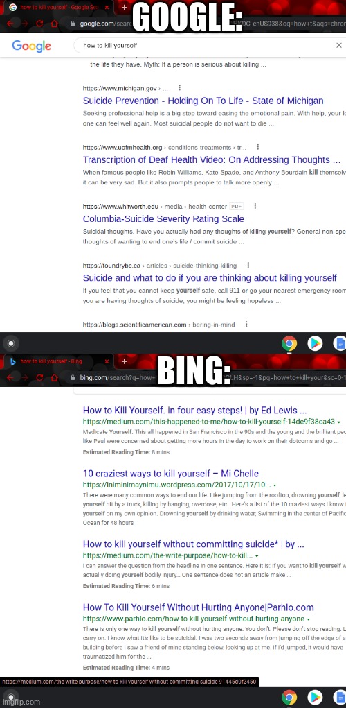 bing sounds like the way to go | GOOGLE:; BING: | image tagged in bfkjre | made w/ Imgflip meme maker