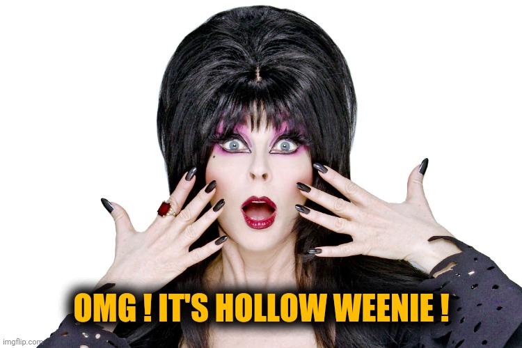 Elvira | OMG ! IT'S HOLLOW WEENIE ! | image tagged in elvira | made w/ Imgflip meme maker