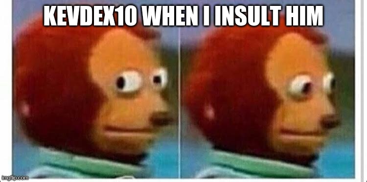 Awkward muppet | KEVDEX10 WHEN I INSULT HIM | image tagged in awkward muppet | made w/ Imgflip meme maker