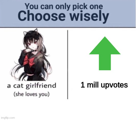 Choose wisely |  1 mill upvotes | image tagged in choose wisely | made w/ Imgflip meme maker