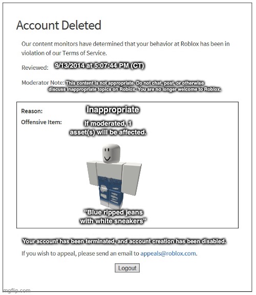 banned from ROBLOX - Imgflip