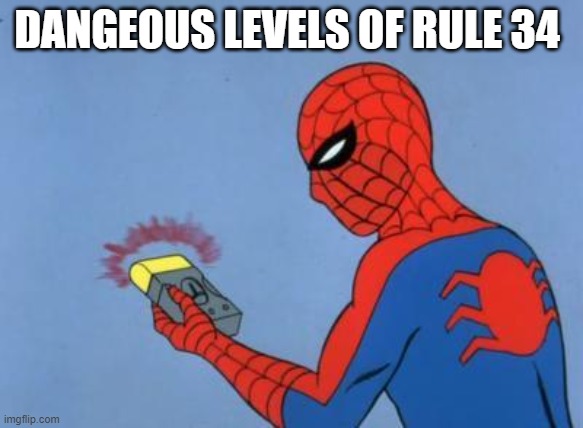 spiderman detector | DANGEOUS LEVELS OF RULE 34 | image tagged in spiderman detector | made w/ Imgflip meme maker