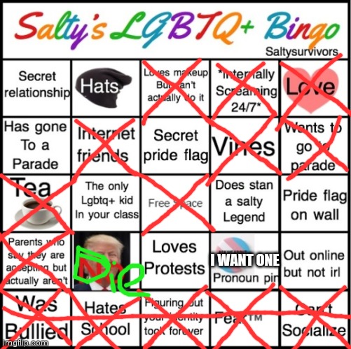 Hehe | I WANT ONE | image tagged in the pride bingo,lgbtq,bingo,pride | made w/ Imgflip meme maker