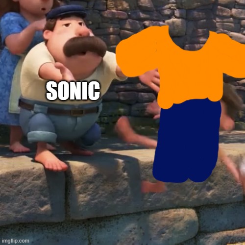 Man throws child into water | SONIC | image tagged in man throws child into water | made w/ Imgflip meme maker