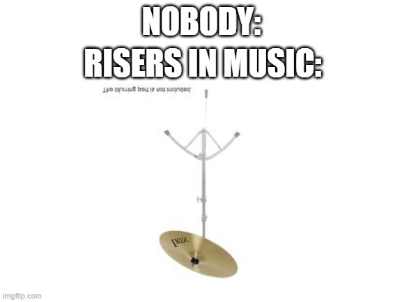 Reverse Cymbal | NOBODY:; RISERS IN MUSIC: | image tagged in music,is mayonnaise an instrument,memes,dumb,meme,funny | made w/ Imgflip meme maker