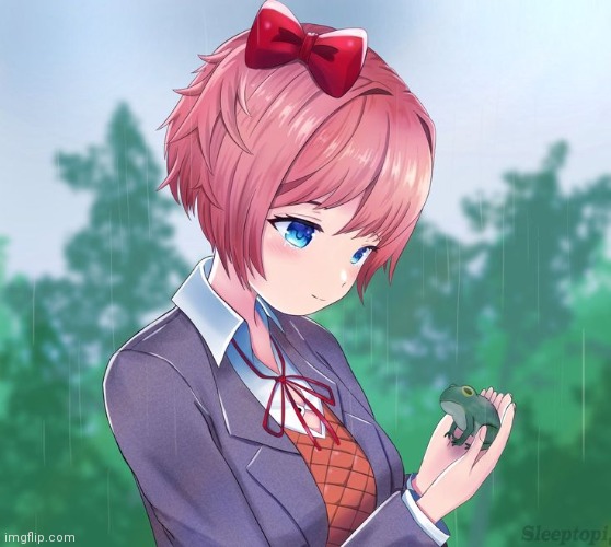 Sayori and frog :O | made w/ Imgflip meme maker