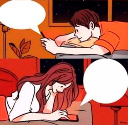 Boy texting girl on bed Blank Meme Template
