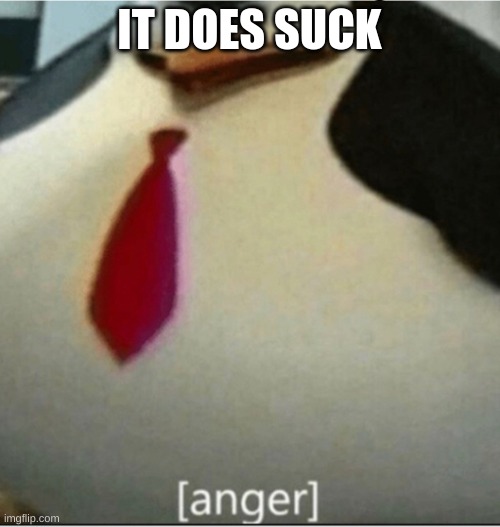 [anger] | IT DOES SUCK | image tagged in anger | made w/ Imgflip meme maker