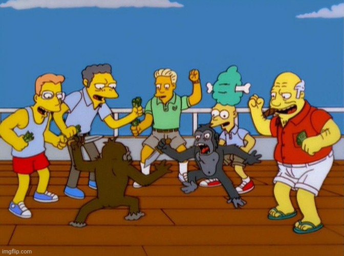image tagged in simpsons monkey fight | made w/ Imgflip meme maker