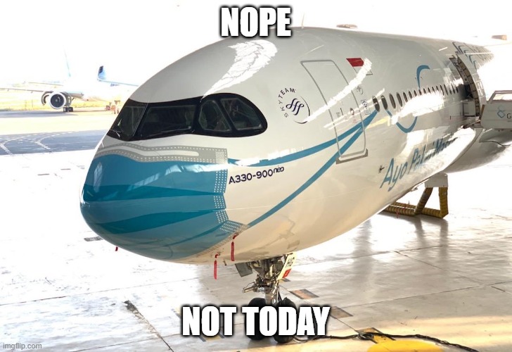 This plane stays away from covid! (mod note: good) | NOPE; NOT TODAY | image tagged in plane,covid-19,wow,amazing,no more,covid | made w/ Imgflip meme maker