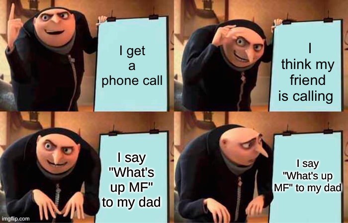 I say "What's up MF" to my dad I say "What's up MF" to my dad | made w/ Imgflip meme maker