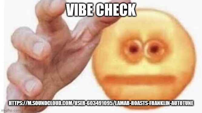 Vibe Check | VIBE CHECK; HTTPS://M.SOUNDCLOUD.COM/USER-603491095/LAMAR-ROASTS-FRANKLIN-AUTOTUNE | image tagged in vibe check | made w/ Imgflip meme maker