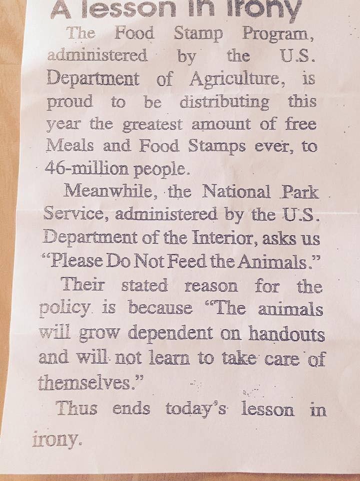 Today's Lesson in Irony | image tagged in do not feed the liberals | made w/ Imgflip meme maker