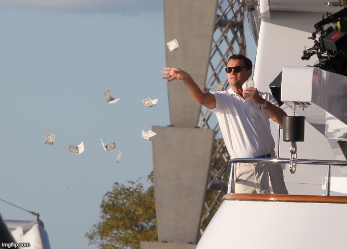 DiCaprio Throwing Money | image tagged in dicaprio throwing money | made w/ Imgflip meme maker