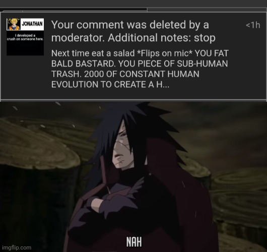 image tagged in madara nah | made w/ Imgflip meme maker