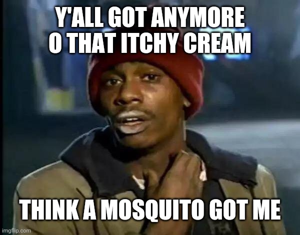 Y'all Got Any More Of That | Y'ALL GOT ANYMORE O THAT ITCHY CREAM; THINK A MOSQUITO GOT ME | image tagged in memes,y'all got any more of that | made w/ Imgflip meme maker