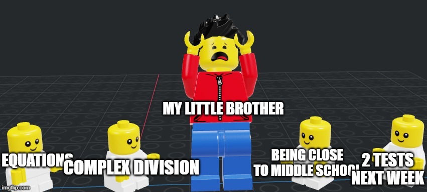 Winston surrounded by babys | MY LITTLE BROTHER; BEING CLOSE TO MIDDLE SCHOOL; COMPLEX DIVISION; 2 TESTS NEXT WEEK; EQUATIONS | image tagged in winston surrounded by babys | made w/ Imgflip meme maker