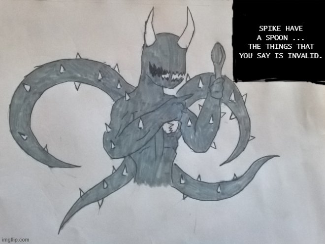New fanart | image tagged in spike have a spoon | made w/ Imgflip meme maker