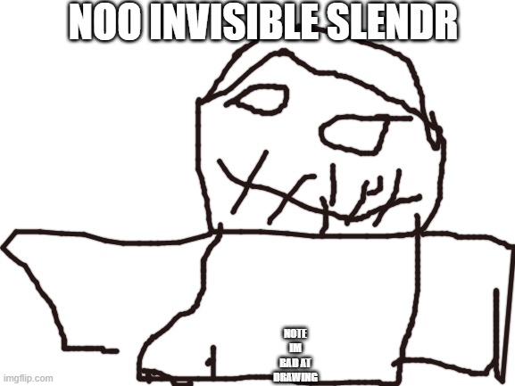 Blank White Template | NOO INVISIBLE SLENDR; NOTE IM BAD AT DRAWING | image tagged in blank white template | made w/ Imgflip meme maker