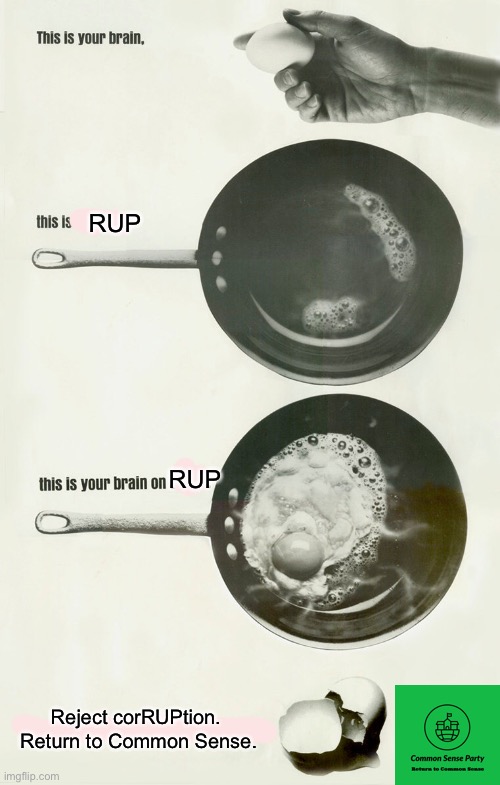 Any questions? | RUP; RUP; Reject corRUPtion.
 Return to Common Sense. | made w/ Imgflip meme maker