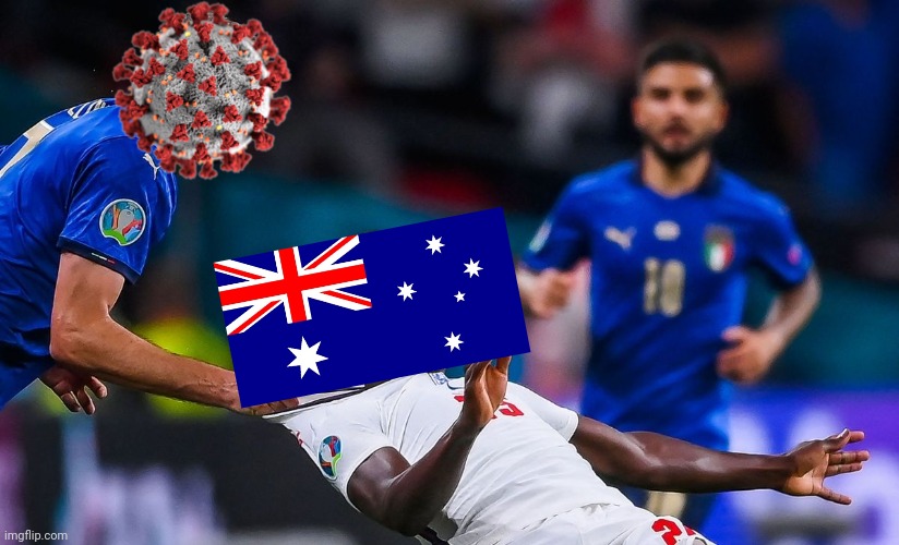 COVID-19 rages as the entire Australia cries until the Wuhan Virus is over | image tagged in chiellini saka,coronavirus,covid-19,australia,so sad,memes | made w/ Imgflip meme maker