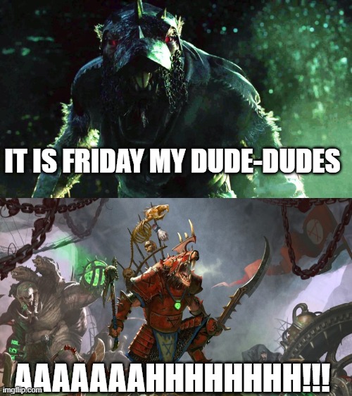 IT IS FRIDAY MY DUDE-DUDES; AAAAAAAHHHHHHHH!!! | image tagged in skaven | made w/ Imgflip meme maker