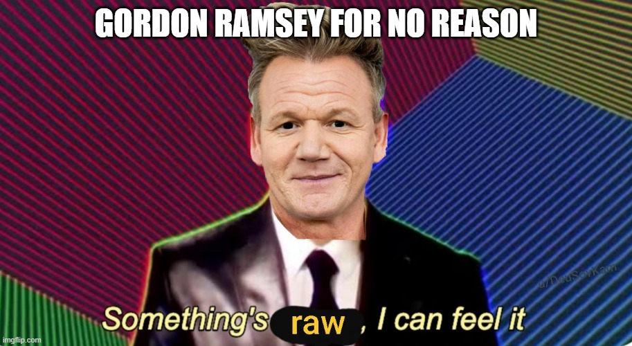 Its raw | GORDON RAMSEY FOR NO REASON | image tagged in something's raw i can feel it | made w/ Imgflip meme maker