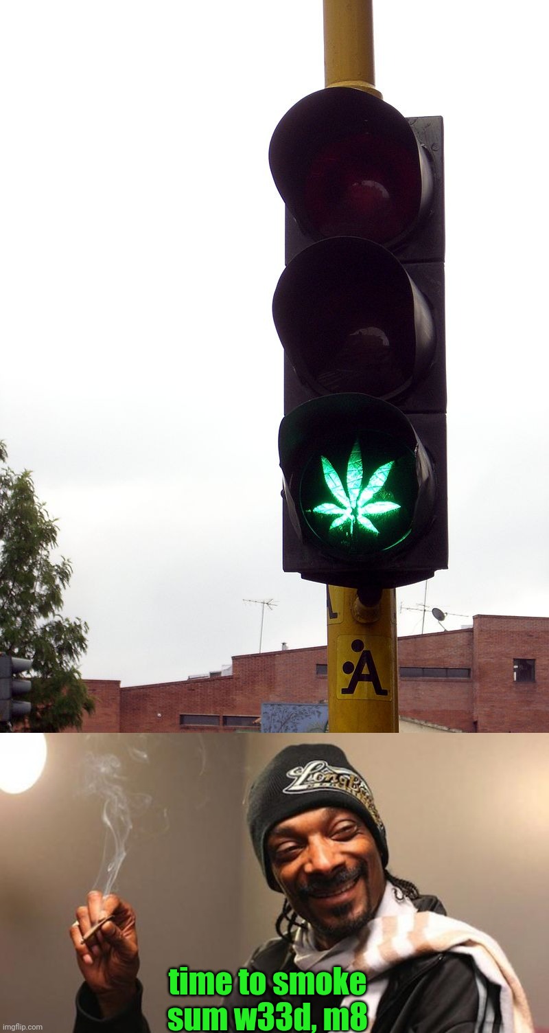 Weed traffic light |  time to smoke sum w33d, m8 | image tagged in cannabis traffic light,snoop dogg,cannabis,weed,traffic light,marijuana | made w/ Imgflip meme maker