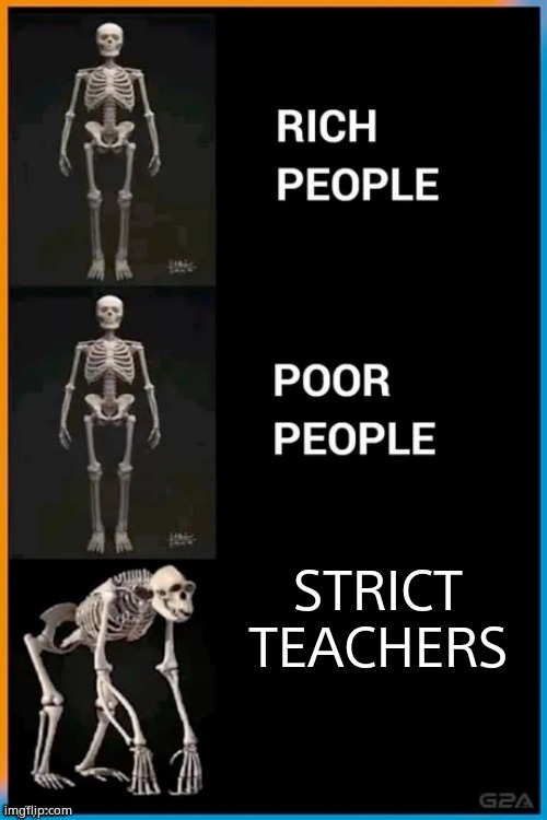 Abnormal human skeleton | STRICT TEACHERS | image tagged in abnormal human skeleton | made w/ Imgflip meme maker